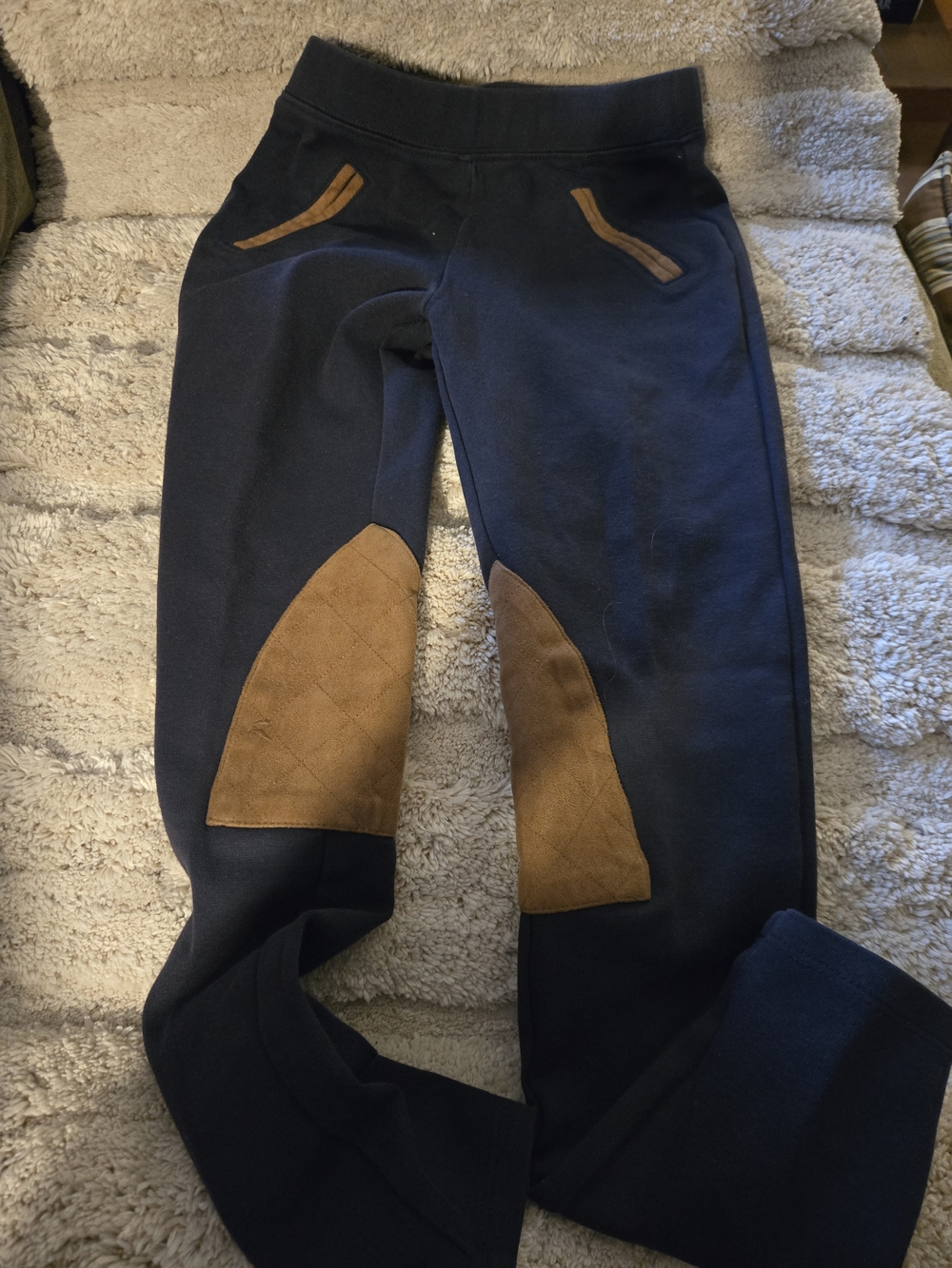 Kids Equestrian Style Navy Bottoms with Brown Suede Accents